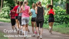  Presentation with runners - Slides enhanced with group-of-runners-marathoners background and a gray colored foreground