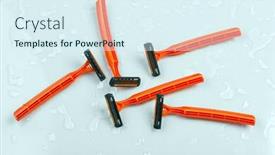  Presentation with water safety - Beautiful presentation theme featuring group-of-safety-razors backdrop and a sky blue colored foreground