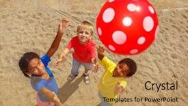  Presentation with kids wheelchair at school - Beautiful slide deck featuring group of school aged kids backdrop and a coral colored foreground