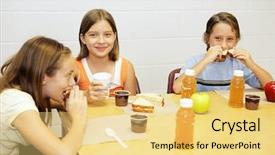  Presentation with school cafeteria - Presentation having lunch in the school cafeteria background and a yellow colored foreground