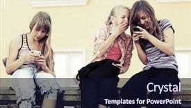  Presentation with cell phones - Slides consisting of group of school girls calling background and a  colored foreground