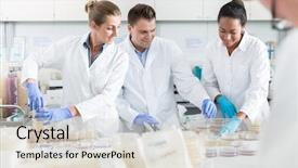  Presentation with laboratory food - Amazing presentation theme having group of scientists in food backdrop and a lemonade colored foreground