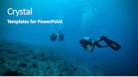  Presentation with divers - Slides consisting of group of scuba divers underwater in depth background and a gray colored foreground