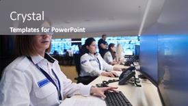  Presentation with data security - Colorful presentation theme enhanced with group-of-security-data-center backdrop and a gray colored foreground