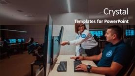  Presentation with data security - Theme with group-of-security-data-center background and a tawny brown colored foreground