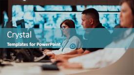  Presentation with data security - Slide deck consisting of group-of-security-data-center background and a teal colored foreground