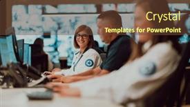  Presentation with cctv - Presentation theme featuring group-of-security-data-center background and a tawny brown colored foreground