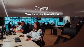  Presentation with data security - Presentation theme having group-of-security-data-center background and a tawny brown colored foreground