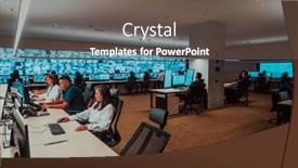  Presentation with data security - Slide deck with group-of-security-data-center background and a  colored foreground