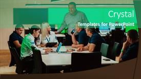  Presentation with security guards - Presentation theme featuring group-of-security-guards-sitting background and a ocean colored foreground