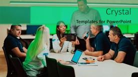  Presentation with security guards - Theme featuring group-of-security-guards-sitting background and a teal colored foreground