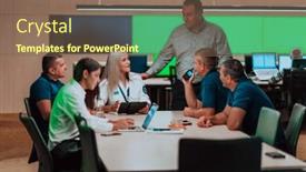  Presentation with security guards - Presentation theme consisting of group-of-security-guards-sitting background and a violet colored foreground