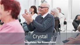  Presentation with conference - Beautiful slide set featuring group-of-senior-citizens-applaud backdrop and a dark gray colored foreground