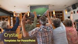  Presentation with friends - Presentation theme having group-of-senior-diverse-friends background and a tawny brown colored foreground