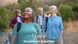  Presentation with hiking - Theme featuring group-of-senior-friends-enjoying background and a teal colored foreground