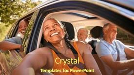  Presentation with friends - PPT theme enhanced with group-of-senior-friends-enjoying background and a tawny brown colored foreground