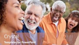  Presentation with friends - Cool new presentation with group-of-senior-friends backdrop and a coral colored foreground