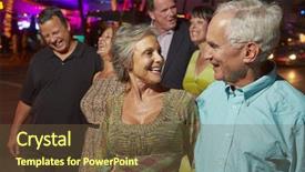  Presentation with activity - Slide deck with group of senior friends background and a  colored foreground