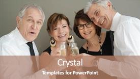  Presentation with champagne - Colorful presentation theme enhanced with group of senior people cheering with champagne backdrop and a coral colored foreground