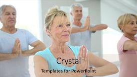  Presentation with senior fitness - Colorful slide deck enhanced with group of senior people doing backdrop and a coral colored foreground