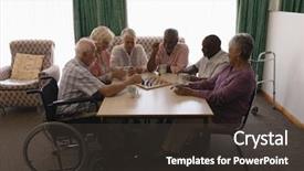  Presentation with people disabilities - Audience pleasing slide deck consisting of group of senior people play backdrop and a dark gray colored foreground