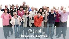  Presentation with group - PPT layouts with group-of-senior-people-raising background and a gray colored foreground
