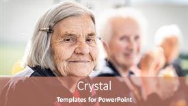  Presentation with retirement - Slides with group-of-senior-retirement-friends background and a coral colored foreground