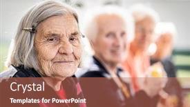  Presentation with retirement - Colorful theme enhanced with group-of-senior-retirement-friends backdrop and a coral colored foreground