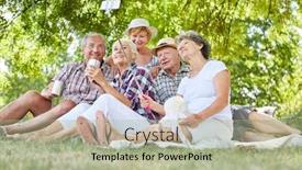  Presentation with seniors - Slide set with group-of-seniors-and-pensioners background and a mint green colored foreground