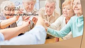  Presentation with seniors - Colorful slide deck enhanced with group-of-seniors-and-therapists backdrop and a lemonade colored foreground