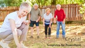  Presentation with seniors - Beautiful slide deck featuring group-of-seniors-as-pensioners backdrop and a yellow colored foreground