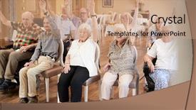  Presentation with fitness for senior citizens - Amazing theme having group of seniors enjoying fitness backdrop and a coral colored foreground