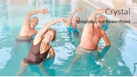  Presentation with swimming pool - Slide set having group-of-seniors-exercising background and a lemonade colored foreground