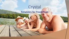  Presentation with retirement - PPT theme with group-of-seniors-goes background and a sky blue colored foreground