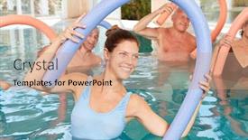  Presentation with hydrotherapy - Presentation theme consisting of group of seniors in rehab doing hydrotherapy and water aerobics background and a coral colored foreground