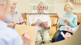  Presentation with group therapy - Slide deck with group-of-seniors-in-writing background and a lemonade colored foreground