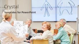  Presentation with nutrition - Presentation theme having group-of-seniors-learns background and a soft green colored foreground