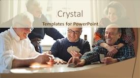  Presentation with seniors - PPT theme enhanced with group-of-seniors-play-cards background and a cream colored foreground