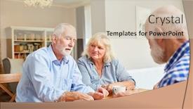  Presentation with group training - Amazing presentation theme having group-of-seniors-playing-puzzle backdrop and a soft green colored foreground