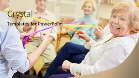  Presentation with team group - Presentation featuring group-of-seniors-playing background and a lemonade colored foreground