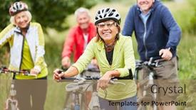  Presentation with cycling - Amazing slide deck having group-of-seniors-together backdrop and a coral colored foreground