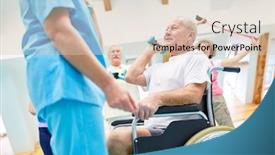  Presentation with trains - Audience pleasing slide set consisting of group-of-seniors-trains-fitness backdrop and a lemonade colored foreground
