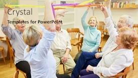  Presentation with group therapy - Amazing PPT theme having group-of-seniors-with-colorful backdrop and a lemonade colored foreground