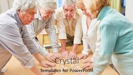  Presentation with brain puzzle - Presentation theme having group-of-seniors-with-dementia background and a coral colored foreground