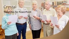  Presentation with dementia - Colorful PPT layouts enhanced with group-of-seniors-with-dementia backdrop and a soft green colored foreground