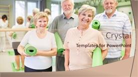  Presentation with gymnastics - PPT layouts enhanced with group-of-seniors-with-mattress background and a lemonade colored foreground
