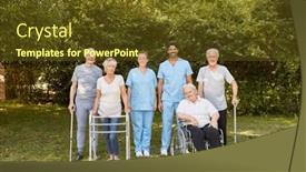  Presentation with wheelchairs - Slide set featuring group-of-seniors-with-wheelchairs background and a  colored foreground