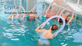  Presentation with aerobics - PPT theme having group-of-seniors background and a light blue colored foreground