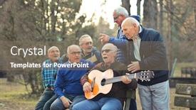  Presentation with seniors - PPT layouts consisting of group-of-seniors background and a coral colored foreground