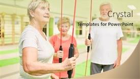  Presentation with group training - Colorful slide deck enhanced with group-of-seniors backdrop and a soft green colored foreground